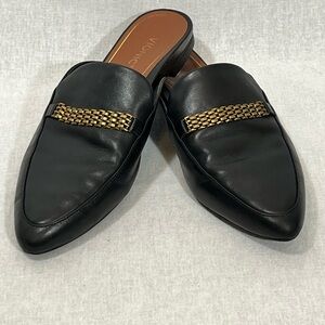Vionic Starling Mule Black Leather Shoes Women’s Size 8 Preppy Classic Career